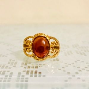 CLEARANCE Pretty Gold Plated Lucite Filagree Ring